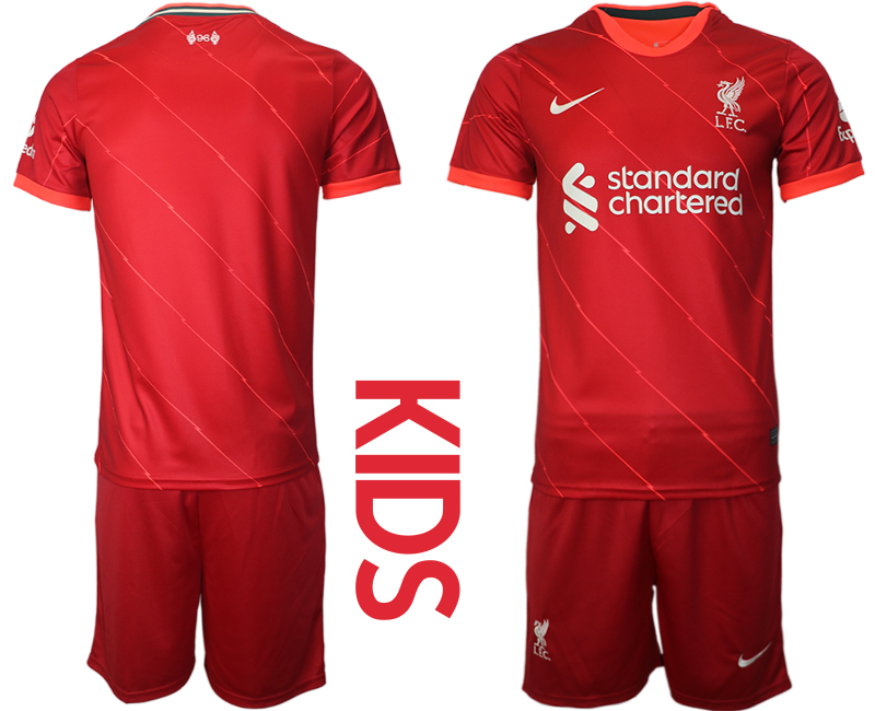 Youth 2021-2022 Club Liverpool home red blank Soccer Jersey